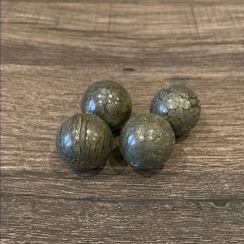 Set of 4 Chalcopyrite with Agate Crystal Spheres